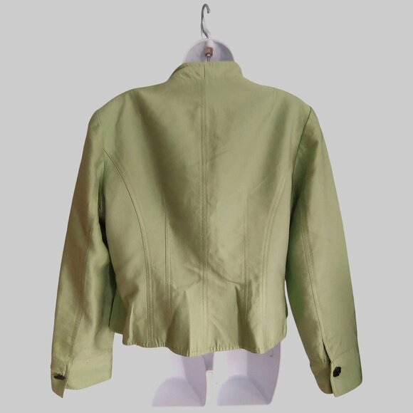 Kay Unger Mint Green 4 Button Blazer Jacket Pockets Silk Blend 16 - Picture 2 of 12